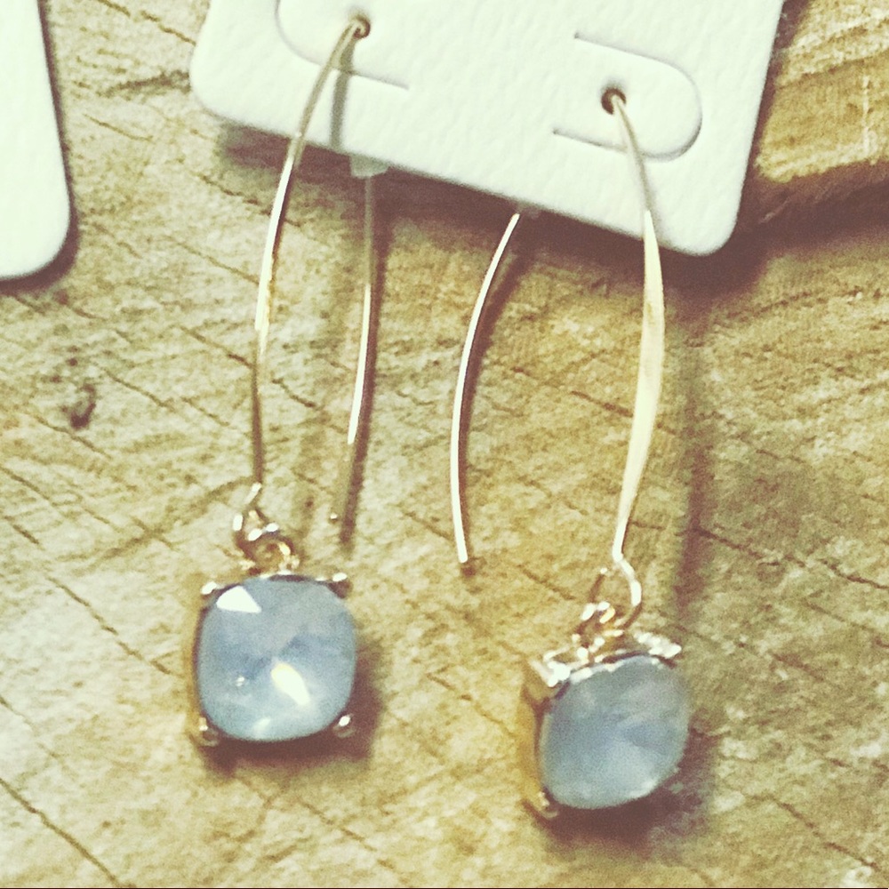 Light blue large rhinestone earrings